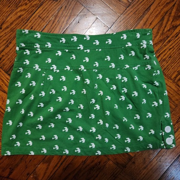 Green printed mini skirt with pockets - Picture 3 of 10